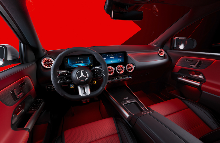 mid Groß-Gerau - Im Interieur ist die jüngste Generation des AMG-Performance-Lenkrads Standard. Mercedes-AMG